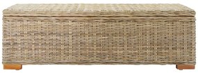 natúr kubu rattan és tömör mahagóni fa tárolódoboz 110 cm
