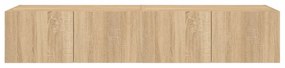 2 db sonoma tölgy színű fali TV-szekrény LED-del 80x35x31 cm
