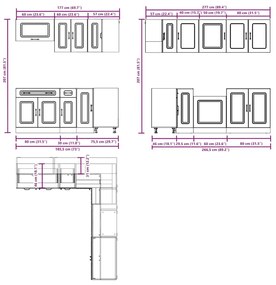 vidaXL 11 darabos konyhaszekrény szett Kalmar fekete színű műfa
