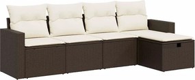 vidaXL 5 részes barna polyrattan kerti ülőgarnitúra párnával