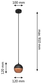 LED Csillár zsinóron MIDWAY 1xGU10/4,8W/230V fekete/réz
