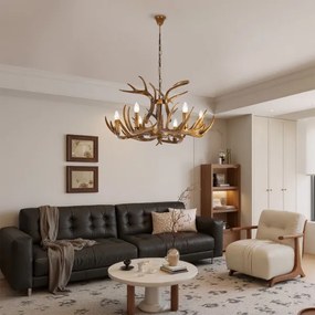 Brilagi - DEER láncra akasztható csillár, 6xE14/10W/230V, Ø 80 cm, agancs díszítéssel