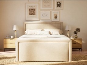 Bézs ágyneműtartós boxspring ágy 180x200 cm Fresco – Maison de Rêve