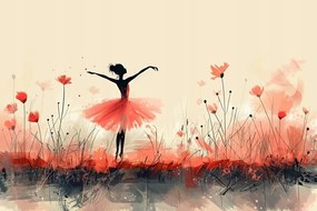 Canvas Vászonkép Gyerek Lány Tánc Balett Rét Virágok 60x40