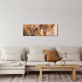 Kép - Kölyök oroszlánok (órával) (90x30 cm)