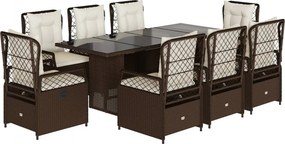 vidaXL 9 részes barna polyrattan kerti étkezőgarnitúra párnákkal