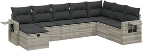 vidaXL 8 részes világosszürke polyrattan kerti ülőgarnitúra párnával