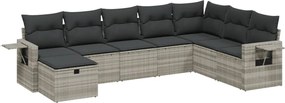 vidaXL 8 részes világosszürke polyrattan kerti ülőgarnitúra párnával