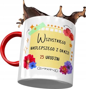 Piros Bögre Születésnapra 25 25. 25. Ajándék Nyomtatott Fotóval