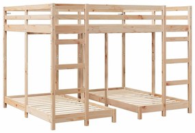 vidaXL Háromszintes emeletes ágykeret Barna 160 x 200 cm Tömör fenyőfa