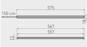 LED Lámpatest, OVIEDO, hideg fehér, 575*18mm, bemarható, 12V, 90lm, 1,7W, kábellel, csatlakozóval