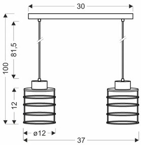Csillár zsinóron GLOB 2xE27/40W/230V fekete