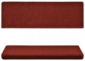 15 db tűvel lyuggatott piros szövet lépcsőszőnyeg 65x21x4 cm
