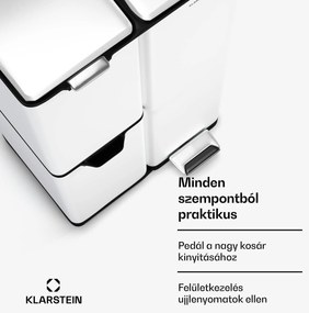 Klarstein Tiyo 3 az 1-ben hulladékgyűjtő 60 l, 30 l + 17 l + 13 l, hulladékválogatás, csendes záródás, rozsdamentes acél fedél