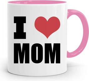 Rózsaszín Bögre Ajándék Anyukáknak I Love Mom Ajándék fényképes nyomtatással
