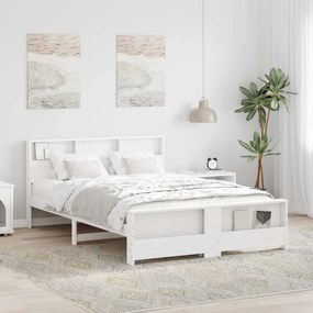Ágykeret fejtámlával Fehér 150 x 200 cm Tömör fenyőfa