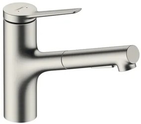 Hansgrohe Zesis mosogató csaptelep kihúzható zuhannyal, 2 áram rozsdamentes acél 74803800