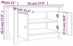 vidaXL tömör fenyőfa cipősszekrény 70 x 38 x 45,5 cm