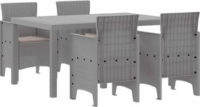 vidaXL Kert étkező szett 5 pcs Világosszürke Polt rattan