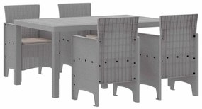 vidaXL Kert étkező szett 5 pcs Világosszürke Polt rattan