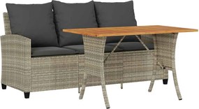 vidaXL 3 személyes szürke polyrattan kerti kanapé asztallal&párnával