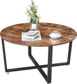 VASAGLE ALINRU kerek dohányzóasztal, Ø 88 × 47 cm, rusztikus barna-fekete