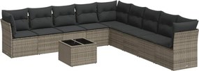 vidaXL 10 részes szürke polyrattan kerti ülőgarnitúra párnákkal