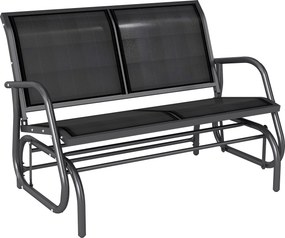 Outsunny 2 személyes hintaszék kertibútor, 200 kg teherbíró képességgel, 120 x 70 x 85 cm, fekete | Aosom