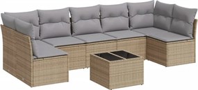 vidaXL 8 részes bézs polyrattan kerti ülőgarnitúra párnával