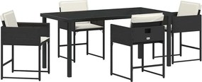 vidaXL Kert étkező szett 5 pcs Fekete polirattan