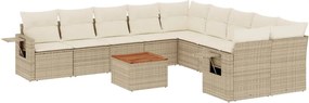 vidaXL 11 részes bézs polyrattan kerti ülőgarnitúra párnákkal
