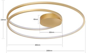 Brilagi-LED Fényerőszabályozható mennyezeti lámpa TWISTER LED/105W/230V átm. 100 cm aranyszínű + távirányító