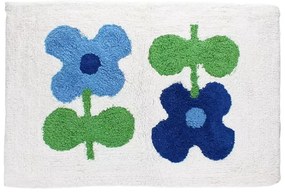 Fehér-kék fürdőszobai kilépő 50x80 cm Blue Flowers – Rex London