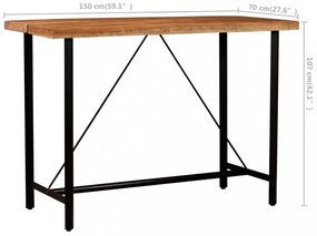 5-részes tömör újrahasznosított fa és valódi bőr bárszett