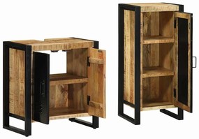 Fürdőszoba bútor szett 2 pcs Barna Tömör Mangófát