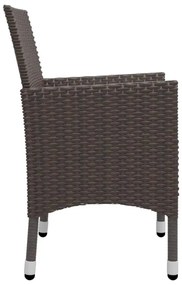 vidaXL 3 részes barna polyrattan és edzett üveg kerti étkezőszett
