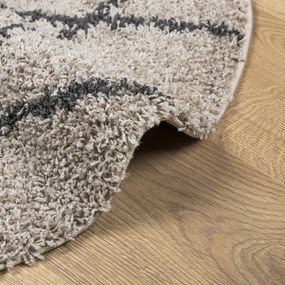 PAMPLONA bézs és antracit bolyhos modern szőnyeg Ø 80 cm