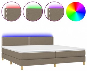 tópszínű szövet rugós és LED-es ágy matraccal 200 x 200 cm