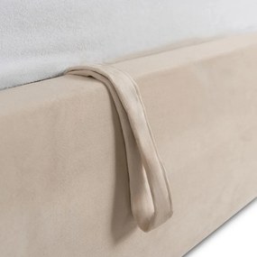 ŁÓŻKO 160x200 HAGA Kremowe Welurowe Z Pojemnikiem