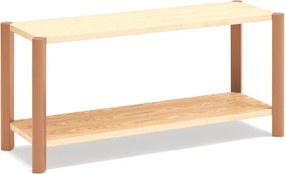 Téglavörös-világos natúr színű polcos állvány tölgyfa dekorral 126x59x43 cm Bona – Teulat