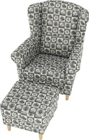 füles fotel puffal, szövet patchwork N1, ASTRID