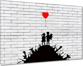 Vászonkép 100x70 Banksy Egy halom fegyver Léggömb