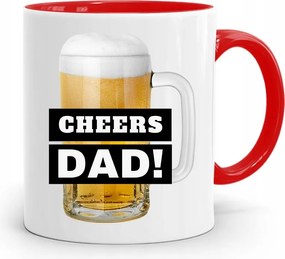 Piros Bögre Apának Cheers Dad! Ajándék fényképes nyomattal