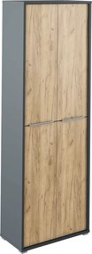 Magas szekrény polcokkal, grafit/tölgyfa artisan, RIOMA NEW TYP 05