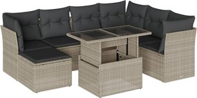vidaXL 8 részes világosszürke polyrattan kerti ülőgarnitúra párnával
