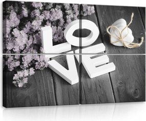 Vászonkép 120x80 Szerelem Love szívek virágok finomság romantika lila ajándék