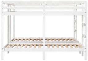 fehér tömör fenyőfa tripla emeletes ágykeret 200x200/80x200 cm
