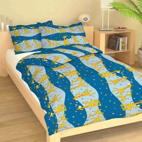 ZIRAFKY gyermek pamut ágynemű kék Ágynemű mérete: 140x200 cm, A csomag tartalma: Készletcsomagolás