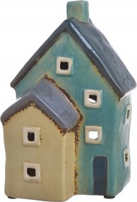 Kerámia teamécsestartó, kék-bézs