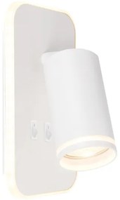 LED fali spotlámpa PIPE 1xGU10/10W/230V + LED/6W fehér